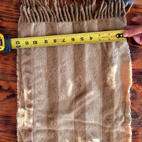 Anichini Italian Wool Scarf Beige Tan Stripes - Picture 6 of 7